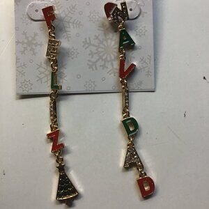 Merry & Bright New "Feliz Navidad" Mismatch Linear Earrings